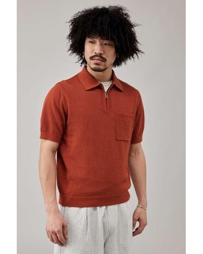 BDG Orange Quarter-zip Polo Shirt - Red