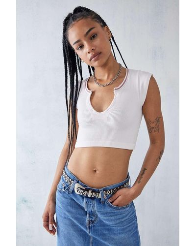 Urban Outfitters Uo Go For Gold Seamless Top - White