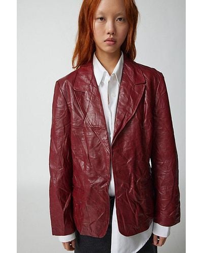Urban Renewal Vintage Leather Blazer Jacket - Red
