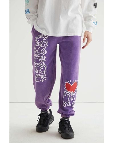 Urban Outfitters Keith Haring Holding Heart Sweatpant - Purple