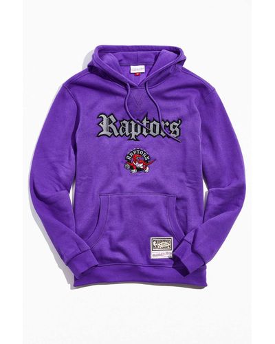 Mitchell & Ness Old English Toronto Raptors Hoodie Sweatshirt - Purple