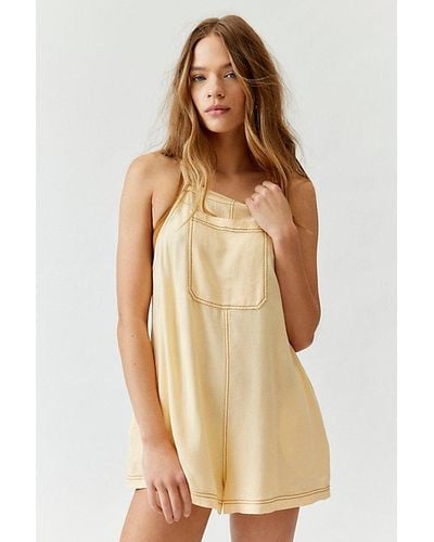 Urban Outfitters Uo Greta Overall Romper - Natural