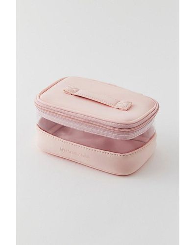 MYTAGALONGS Mini Clear Train Case Cosmetic Bag - Pink