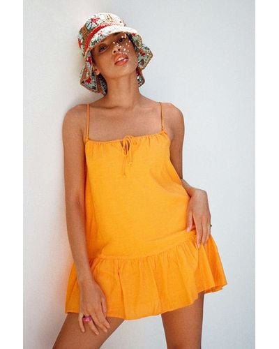Urban Outfitters Uo Nova Ruffle Frock Dress - Orange