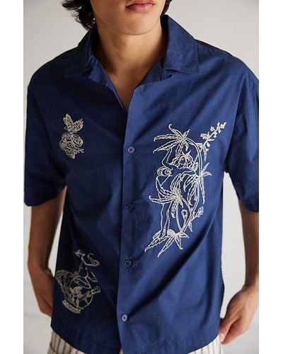BDG Reefer Fairy Embroidered Shirt Top - Blue