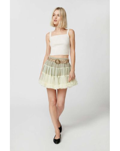 Urban Outfitters Uo Tulle Tutu Low- Rise Mini Skirt In Yellow,at - Natural