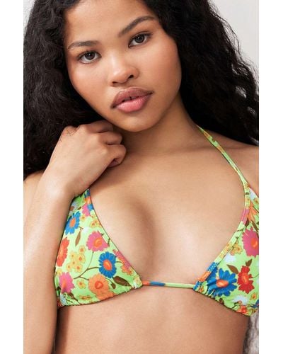 Out From Under Pop Floral Triangle Bikini Top - Green