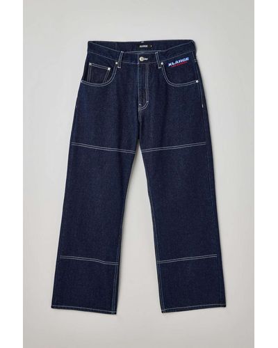 X-Large Embroidery Stitched Jean In Vintage Denim Dark,at Urban Outfitters - Blue