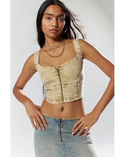Guess Go Aged Denim Bustier Top - Natural