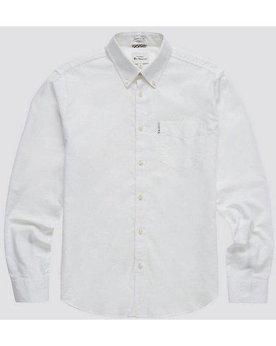 Ben Sherman Signature Organic Cotton Oxford Button-Down Shirt Top - White