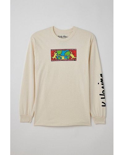 Urban Outfitters Keith Haring Around The Earth Long Sleeve Tee - Natural