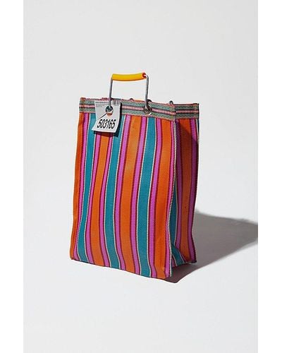 Puebco Tall Recycled Plastic Stripe Bag - Red