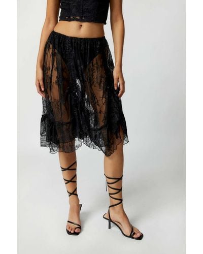 Kimchi Blue Maeve Sheer Lace Midi Skirt In Black,at Urban Outfitters
