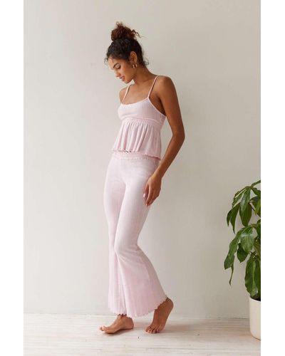 Out From Under Sweet Dreams Pointelle Flare Pant In Pink,at Urban Outfitters