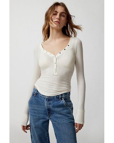 Out From Under Everyday Snap Henley Top - White