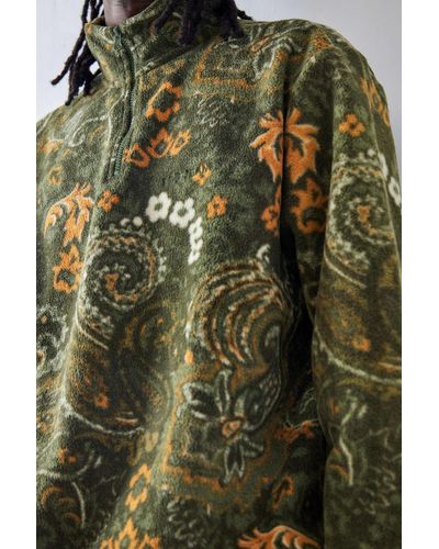 BDG Green Paisley Fleece Sweatshirt In Green,at Urban Outfitters