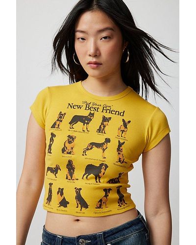 Urban Outfitters Your Best Friend Dog Breeds Baby Tee - Yellow