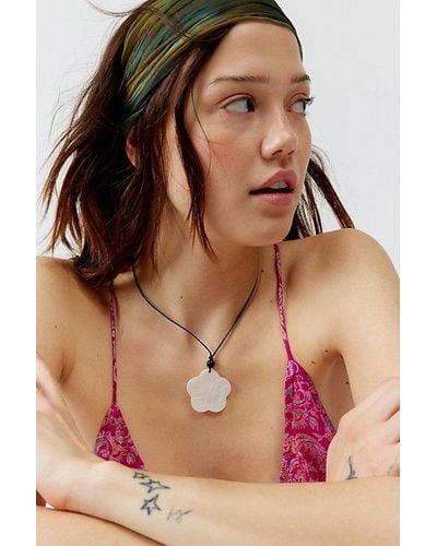 Urban Outfitters Hibiscus Flower Corded Wrap Necklace - Brown