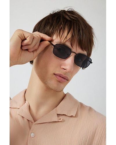 Urban Outfitters Leo Slim Metal Sunglasses - Brown