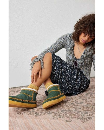 Laidbacklondon Green Suede Nyuki Crochet Ankle Boots