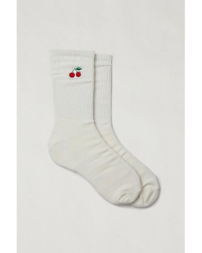 Urban Outfitters Cherry Icon Crew Sock - White