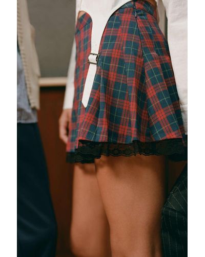 Urban Outfitters Uo Quinn Pleated Mini Skirt - Red
