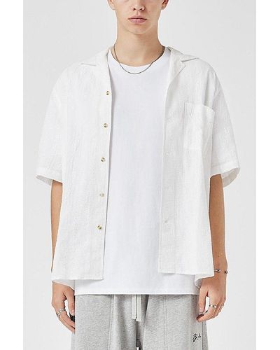 Barney Cools Textured Seersucker Resort Shirt Top - White