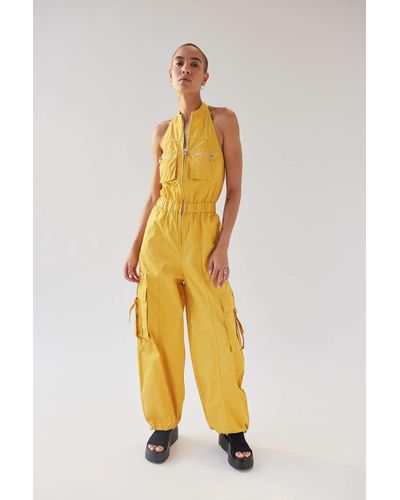 Urban Outfitters Uo Zola Halter Utility Jumpsuit - Yellow