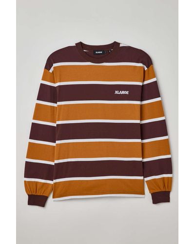 X-Large Standard Logo Striped Tee In Brown,at Urban Outfitters - Orange