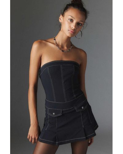Silence + Noise Silence + Noise Lola Strapless Romper In Black,at Urban Outfitters