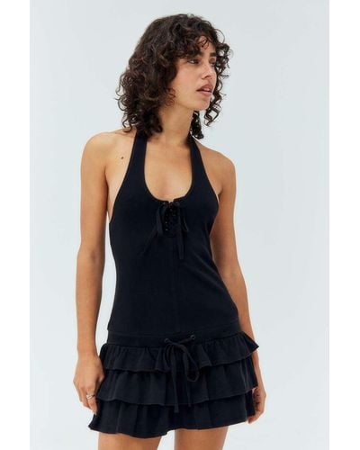 Urban Outfitters Uo Belle Ruffle Playsuit - Black