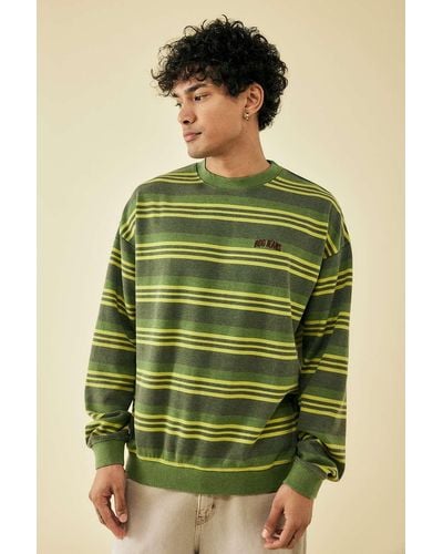 BDG Textured Stripe Sweatshirt - Green