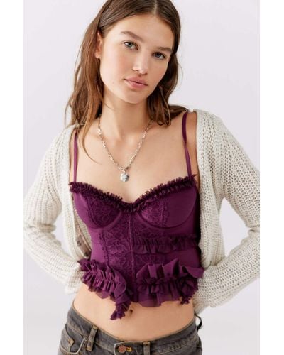 Out From Under Wonderland Lace Ruffle Corset - Purple
