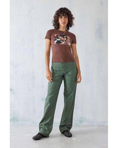 Stan Ray Olive Sateen Og Loose Fatigue Trousers - Green