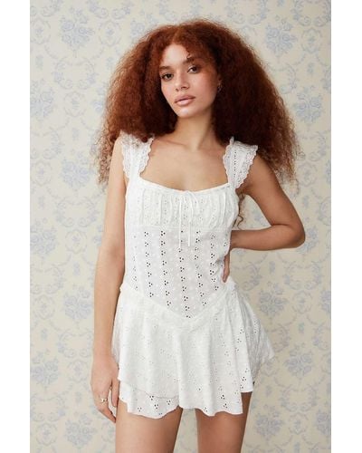 Kimchi Blue Broderie Playsuit - White