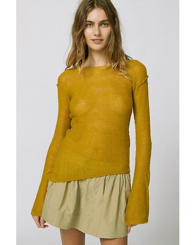 Urban Outfitters Uo Santiago Semi-Sheer Asymmetrical Sweater - Yellow