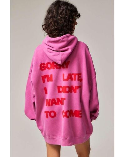 Urban Outfitters Uo Sorry I'm Late Hoodie Dress - Pink