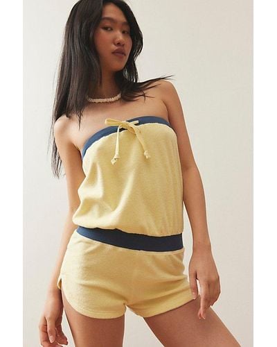 Out From Under Airy Terry Tube Top Romper - Yellow