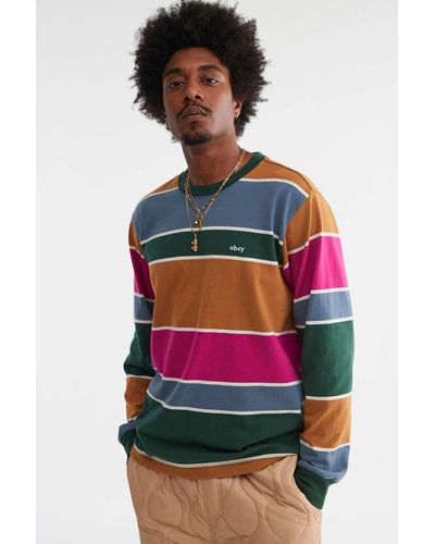 Obey Nationale Stripe Long Sleeve Tee - Multicolour