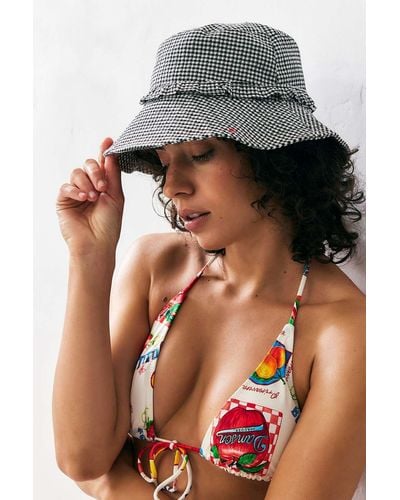 Urban Outfitters Uo Gingham Seersucker Sunhat - Multicolour