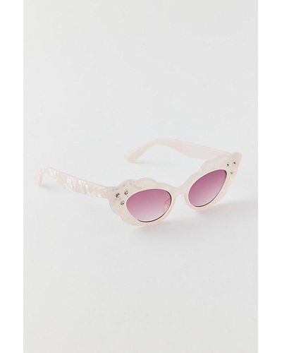 Urban Outfitters Gem Scalloped Cat-Eye Sunglasses - Pink