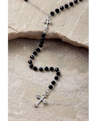 Silence + Noise Silence + Noise Double Beaded Cross Lariat Necklace - Natural