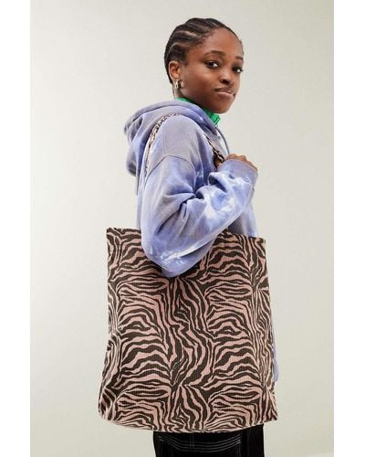 Urban Outfitters Uo Corduroy Animal Print Tote Bag - Pink