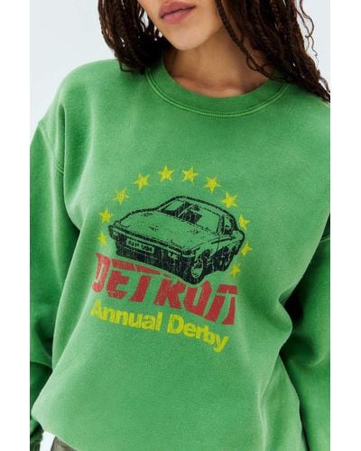 Urban Outfitters Uo Green Detroit Derby Sweatshirt