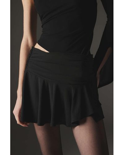 Silence + Noise Silence + Noise Alexia Ruched Asymmetrical Mini Skirt In Black,at Urban Outfitters