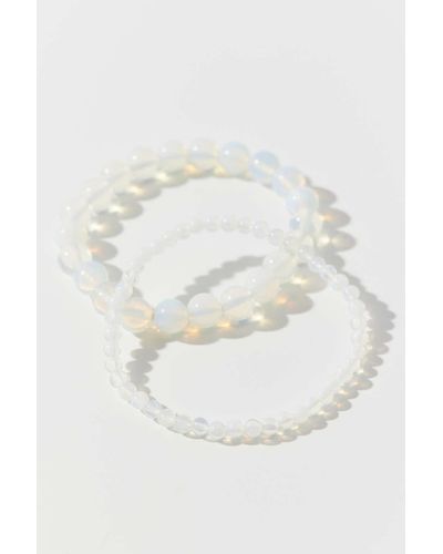 Urban Outfitters Genuine Stone Beaded Bracelet Set - White