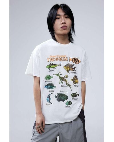 Urban Outfitters Uo Ecru Great Oceans Tropical Fish T-shirt - Grey