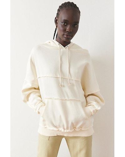 Out From Under Raw Edge Oversized Hoodie Sweatshirt - Natural