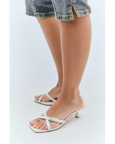 Urban Outfitters Uo Off White 90s Cross-over Mule Sandals - Blue