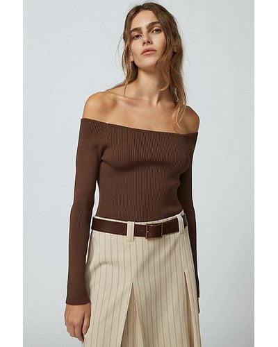 Urban Outfitters Mia Beveled Belt - Natural